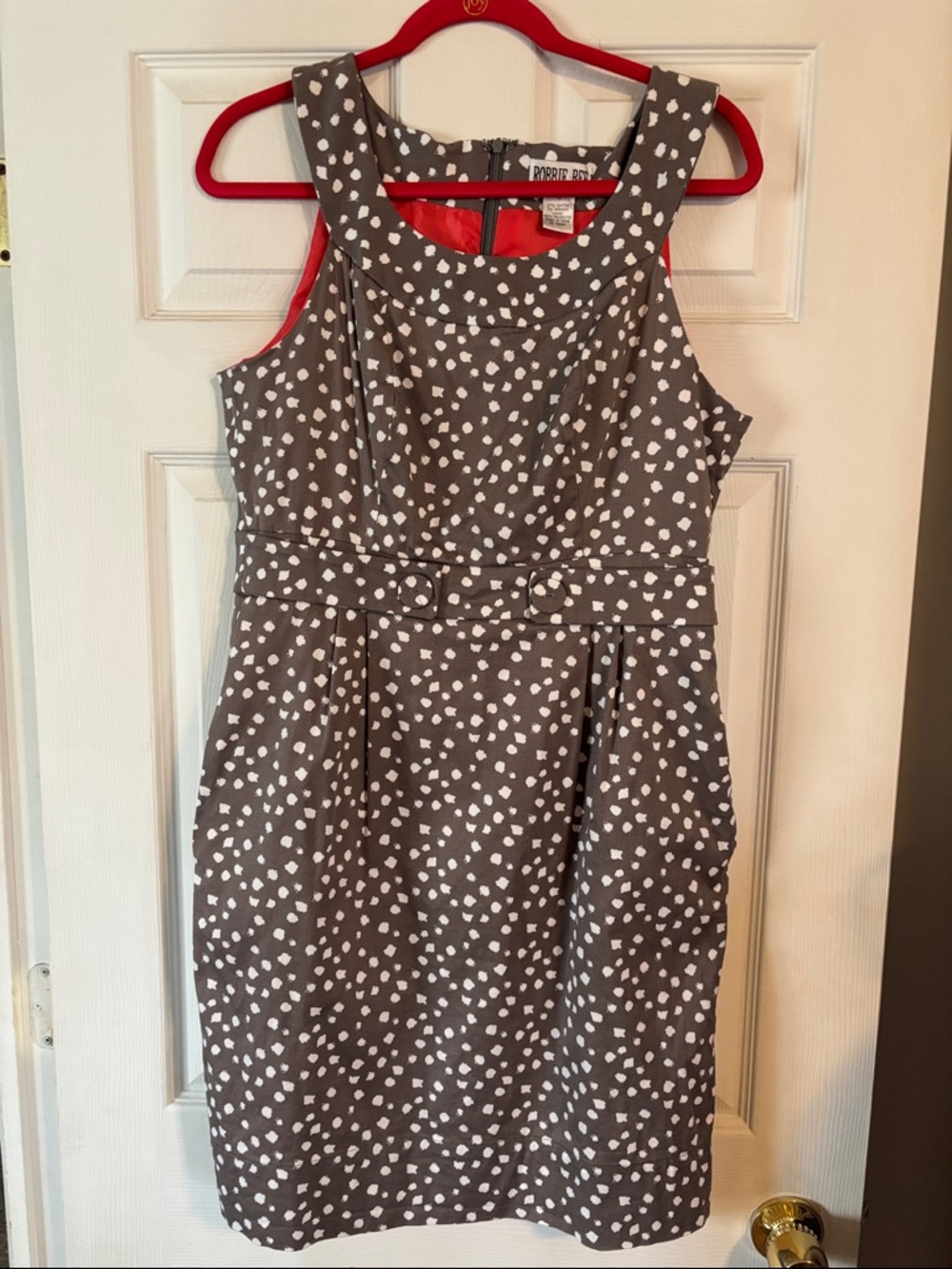 WomansRobbie Bee Women's Lined Sleeveless Shift Dress Midi Pockets Gray Size12